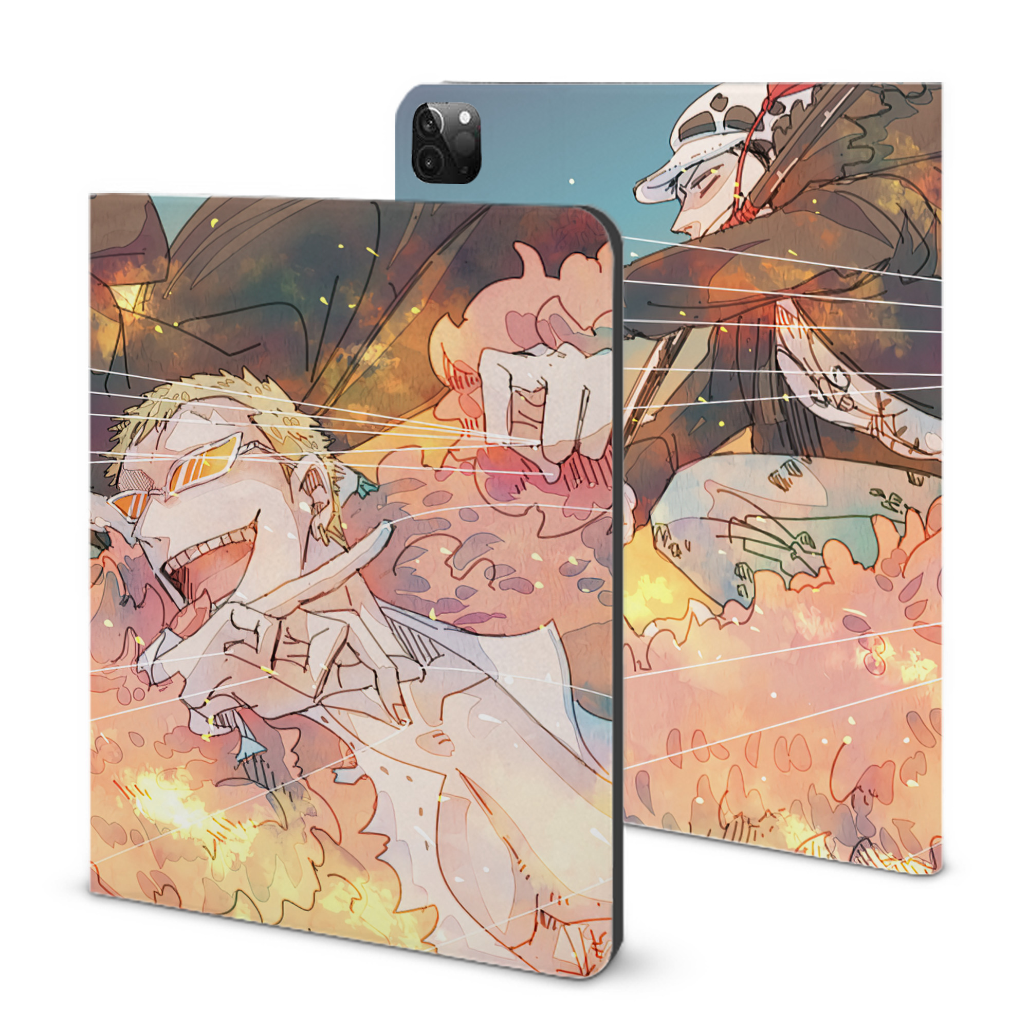 （画像用） ワンピース ONE PIECE IPadケース ペンホルダー付き ブックスタイルデザイン